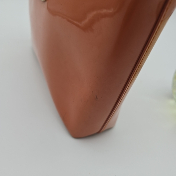 Beijo Purse Orange Hand Bag Round Handle Patent Gloss Small - Picture 6 of 14